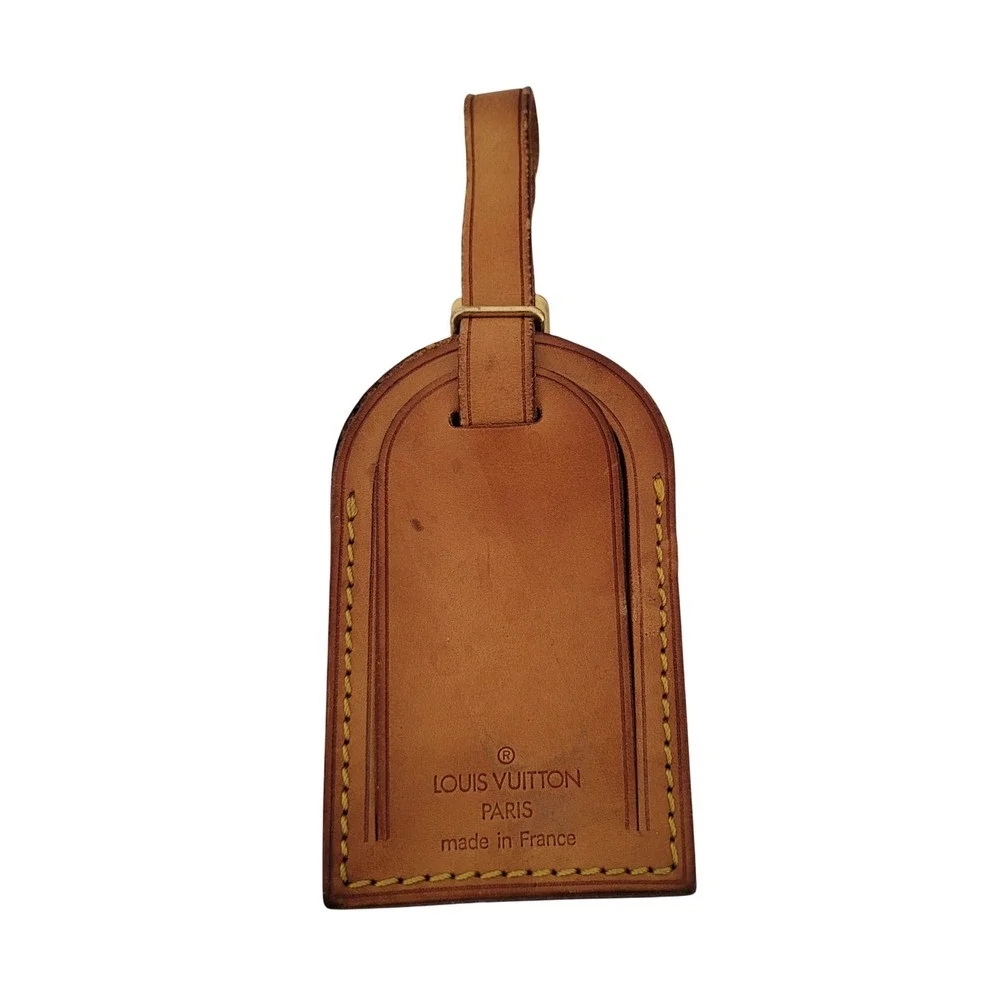 Louis Vuitton Vachetta Leather Luggage Tag Tan Made in France Vintage Travel